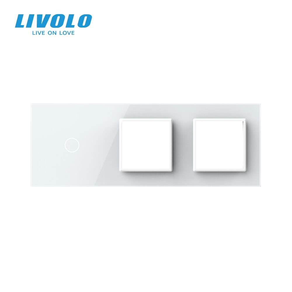 Livolo Wit Pearl Crystal Glass, 222Mm * 80Mm, Eu Standaard, 1Gang & 2 Frame Glass Panel,C7-C1/Sr/SR-11(4 Kleuren), alleen Panel, Geen Logo