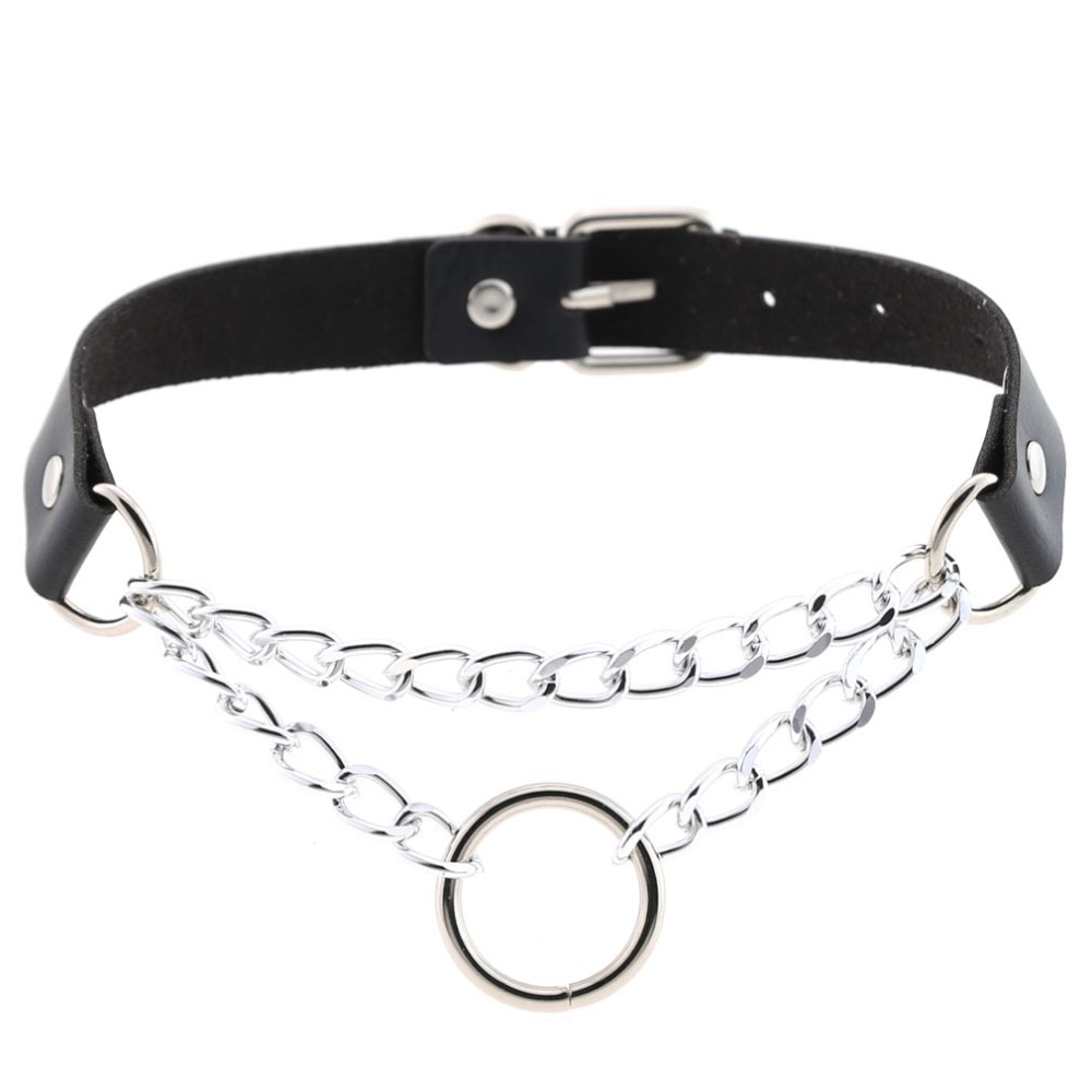 Punk choker collar for women necklace Goth Silver color chain leather choker collar women chocker girls emo jewelry