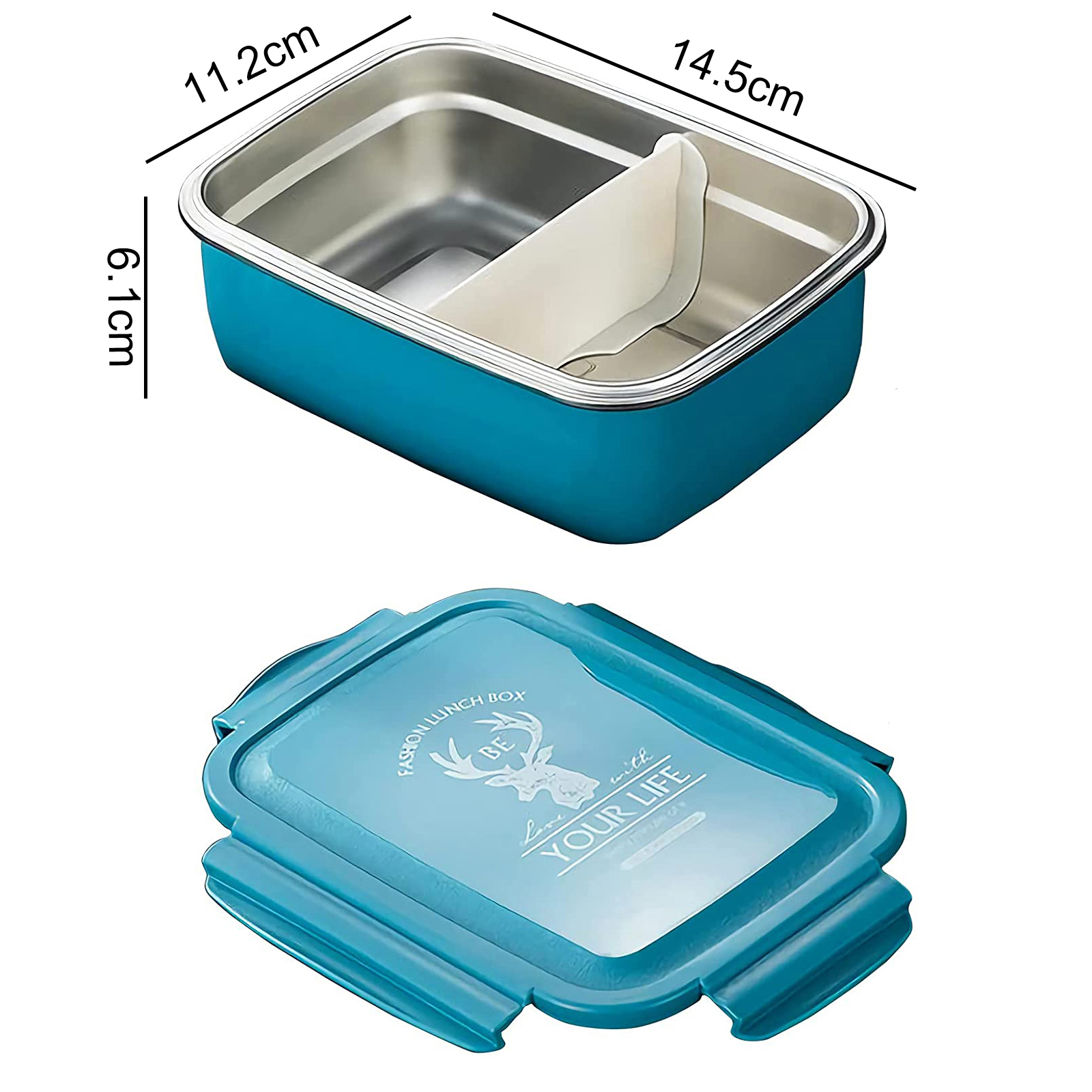Stainless Steel Bento Box Food Grade Portable Food Storage Container Microwave Lunch Box Household Picnic Accessories: Blue / 850ml