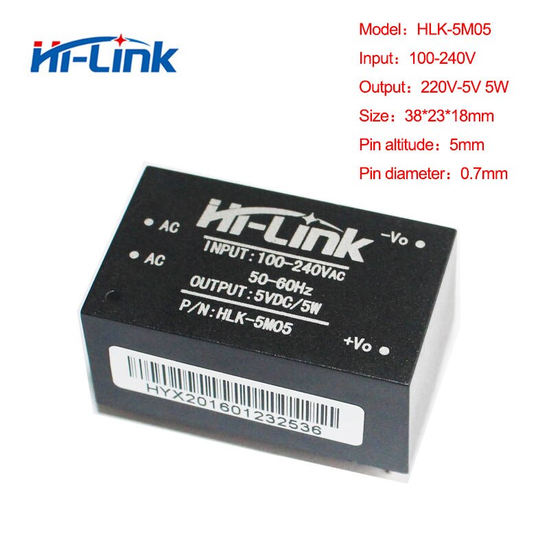 Originele HLK-5M05 AC-DC 220 v om 5 v 5 w Geïsoleerde Voeding smart home automation power module