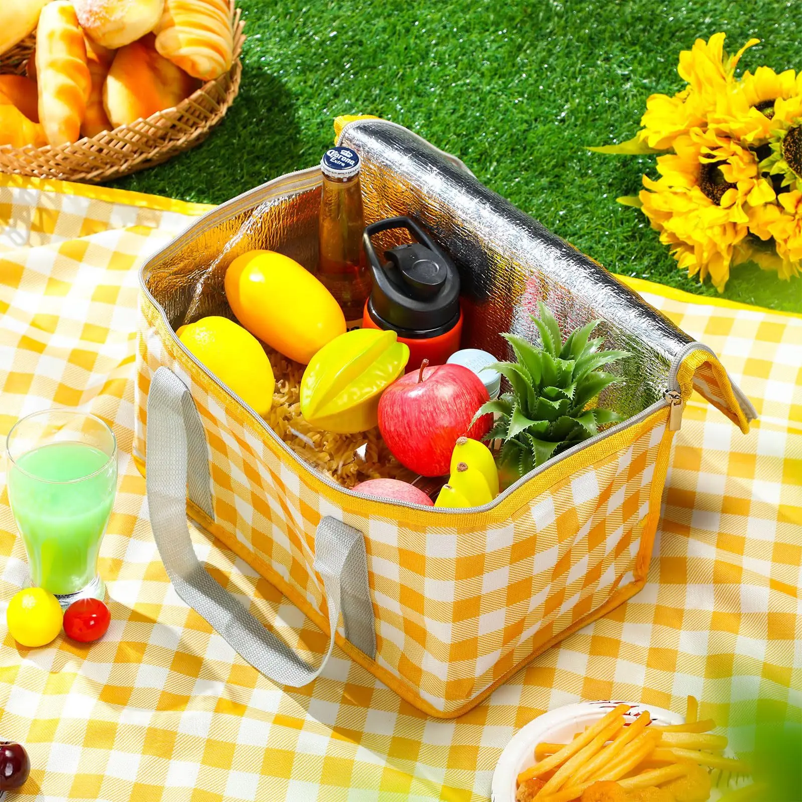 Sac de pique-nique sac isotherme en aluminium étanche sac de pique-nique grande boîte isotherme extérieure Portable thermique isolé Camping boisson Bento sacs