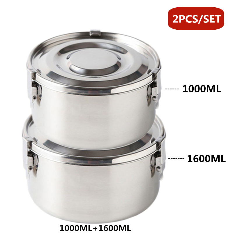 350-3000ML Microwave Lunch Box Food Grade 304 Stainless Steel Anti-leak Bento Box Strong Tightness Picnic Box For Fruits Snacks: black