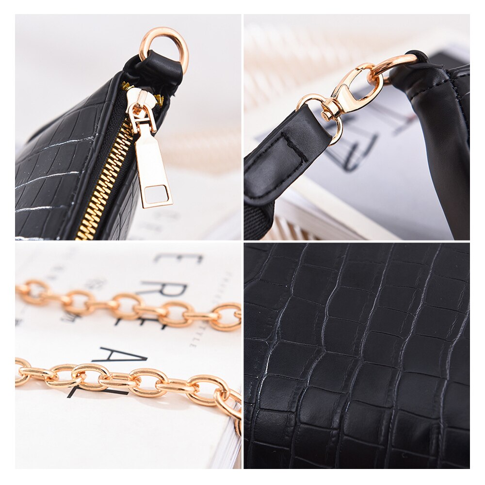 Wzór krokodyla skórzana torba na ramię zwykły Crossbody torby damskie torebki Totes torba 3 zestawy wieczorne sprzęgło torebka