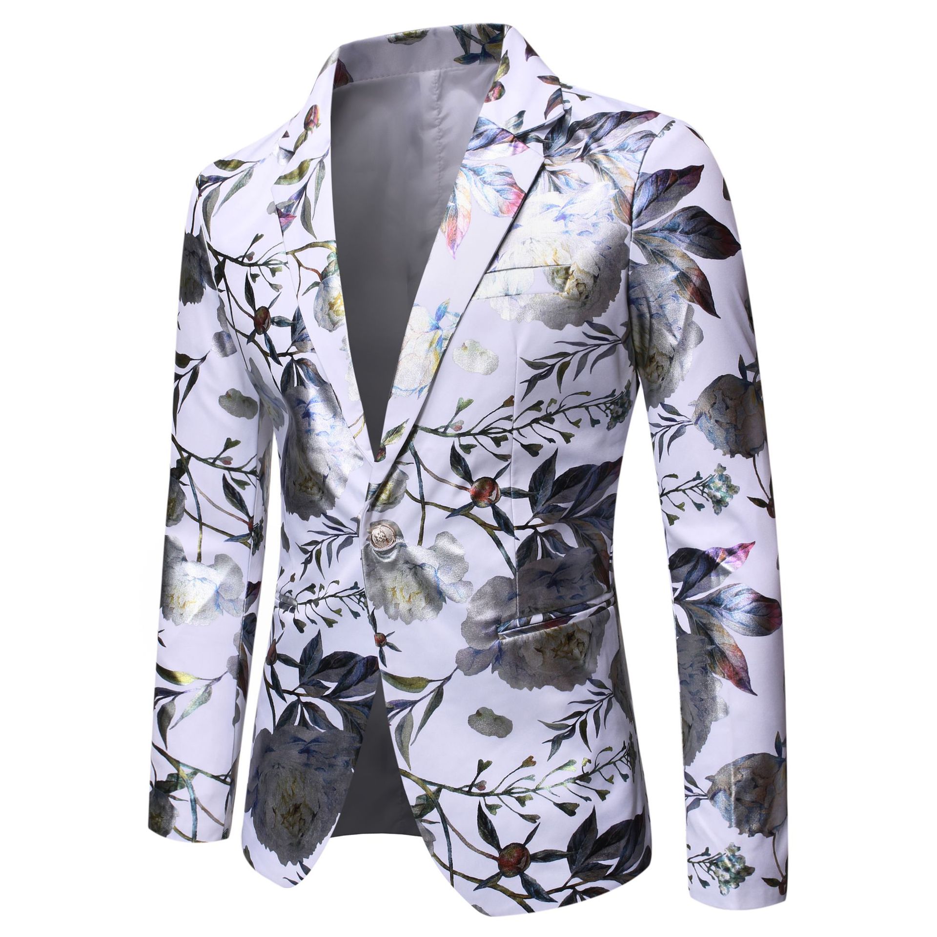 Four Seasons Men's One Button Printed Suit Dress Business Long Sleeve Costume Men's Clothing Mens Suit Jacket Blazers M-3XL