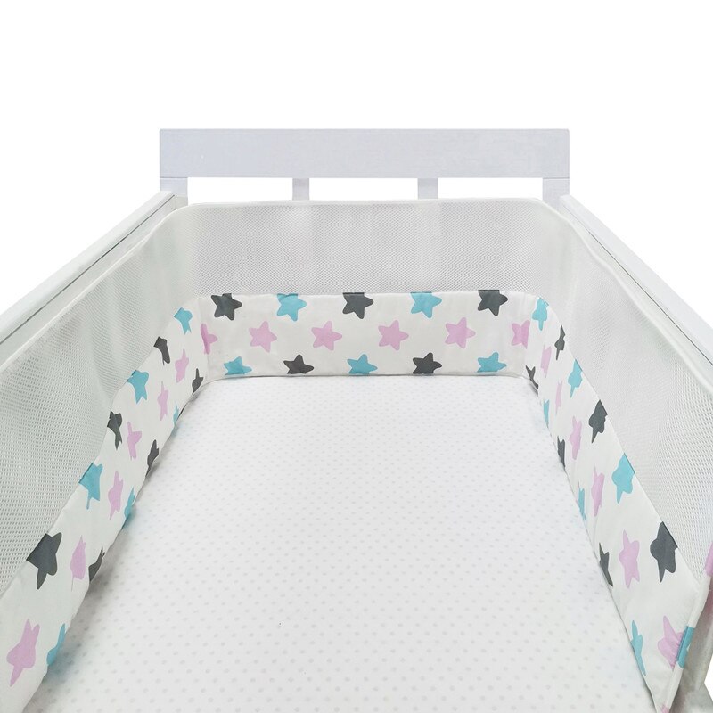 Nordic Style Crib Bumpers Cotton&amp;Mesh Baby Bed Bumpers Clouds/Crown Pattern Newborns Cot Bedding Protectors 200*30cm One Piece: NO1