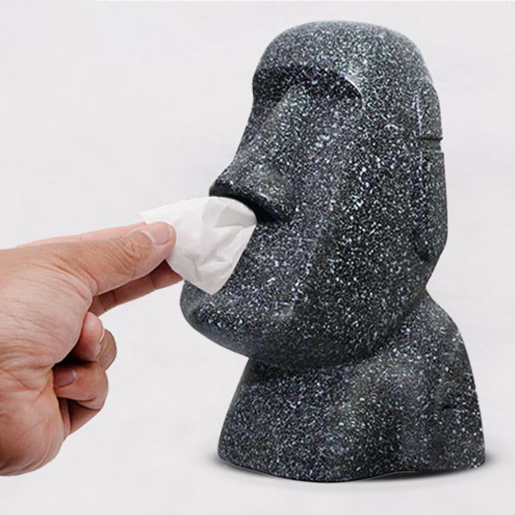 Tissue Box Cover Easter Island Tissue Box Holder Weird Toilet Paper Holder Funny Tissue Box Cover Adorable Moai Shaped Organizer