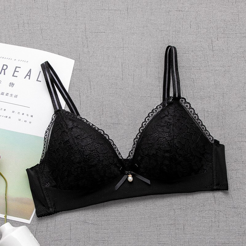 Girl Bra Beautiful Lace Pattern Bra Underwear Wireless Small Chest Gather Summer Thin Comfortable And Adjustable Girl Bra: Bra 1 / 12