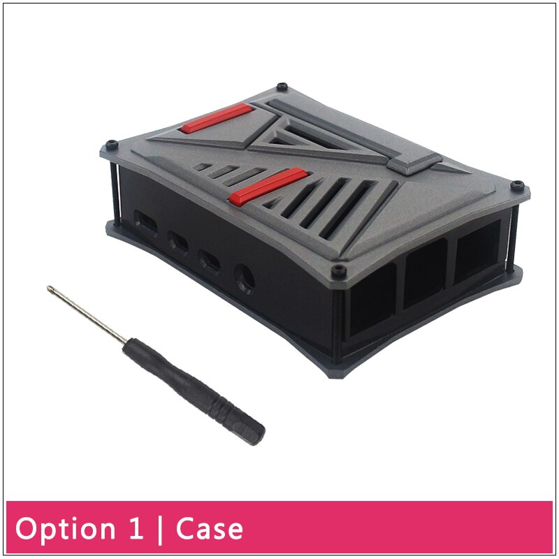 Raspberry Pi 4 Model B ABS Case Silver Gray Plastic Shell Box Optional Dual Cooling Fan SD Card Power Adapter for Raspberry Pi 4: Option 1