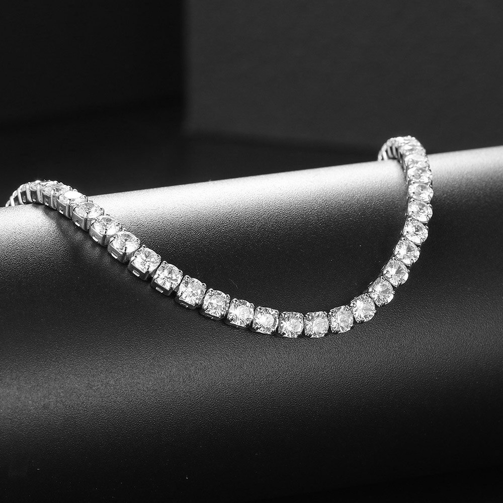 INS diamentowe tenisowe naszyjniki dla kobiet Trend luksusowa cyrkonia kolor srebrny kołnierz Choker naszyjnik łańcuch na naszyjnik OHN016: 45 cm / Black / W kolorze jasnożółtym, złotym