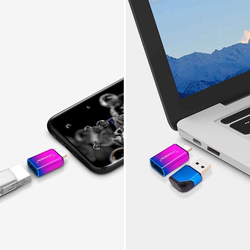 Met Adapter Flash Drive 64Gb 128Gb Usb Memory Stick Usb 3.0 Kleurrijke Gradient Verlichting TYPE-C 32Gb 16gb Hoge Snelheid Mini Usb 3.0
