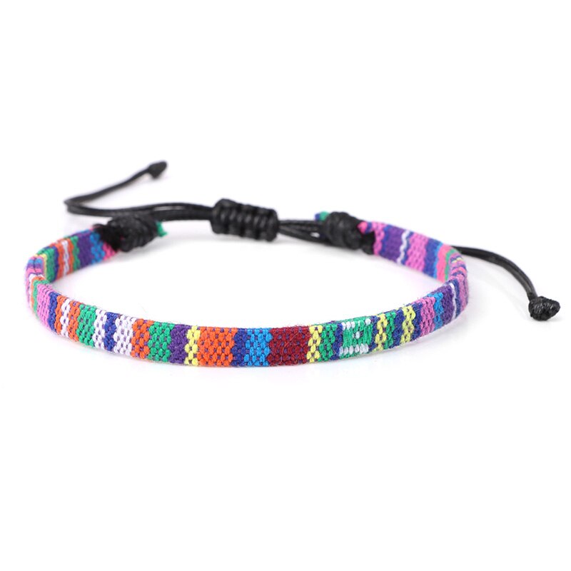 Pulseras tejidas coloridas bohemias para hombre y mujer, brazaletes ajustables trenzados de la suerte, joyería hecha a mano: Type 8