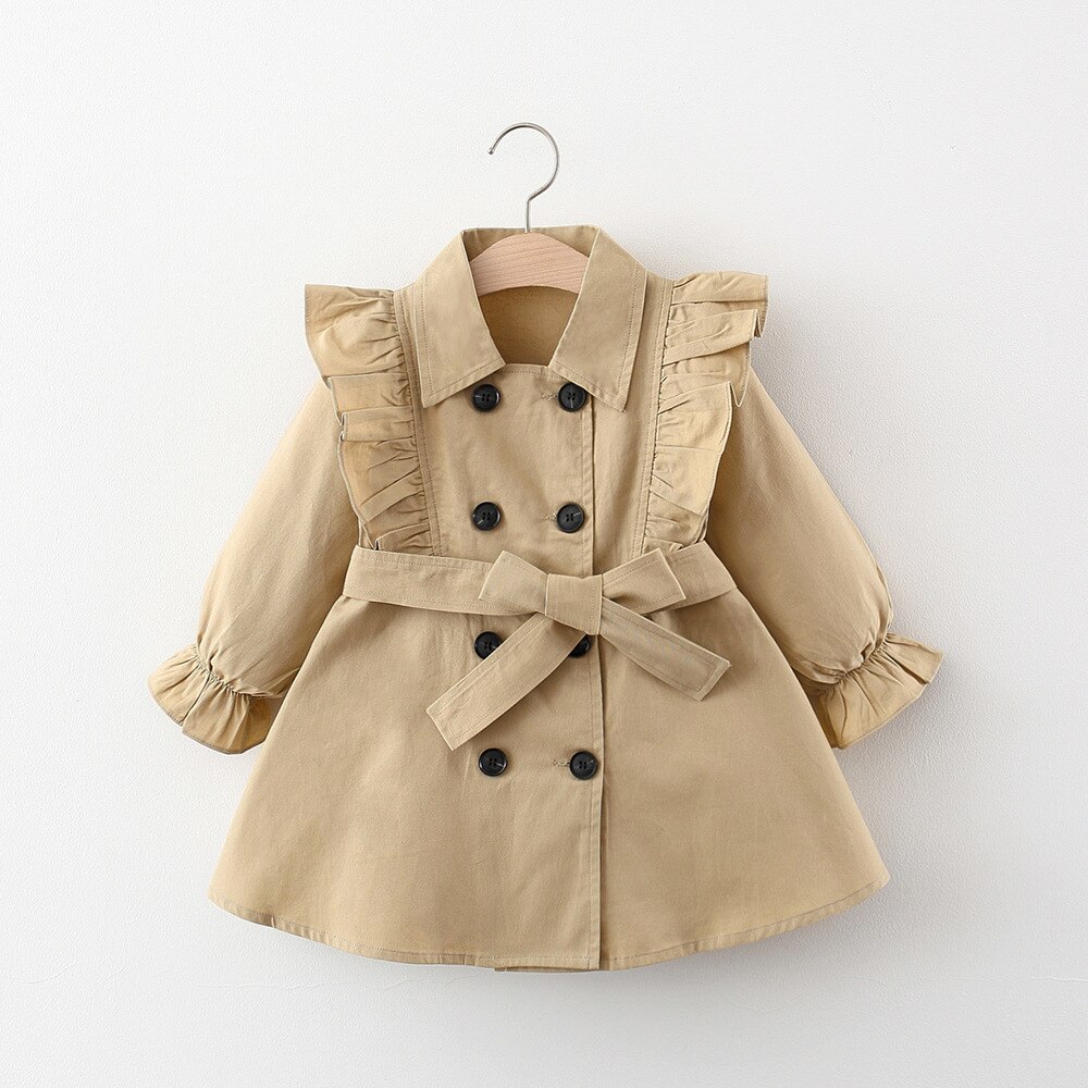 Manteau coupe-vent à ceinture pour fille et enfant, printemps et automne