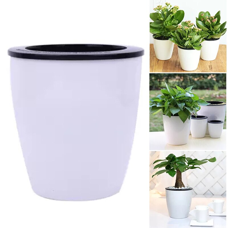 Resin Flower Pots Automatic Self Watering for Office Garden Supply Plants Basket Home Decorative Planter TB