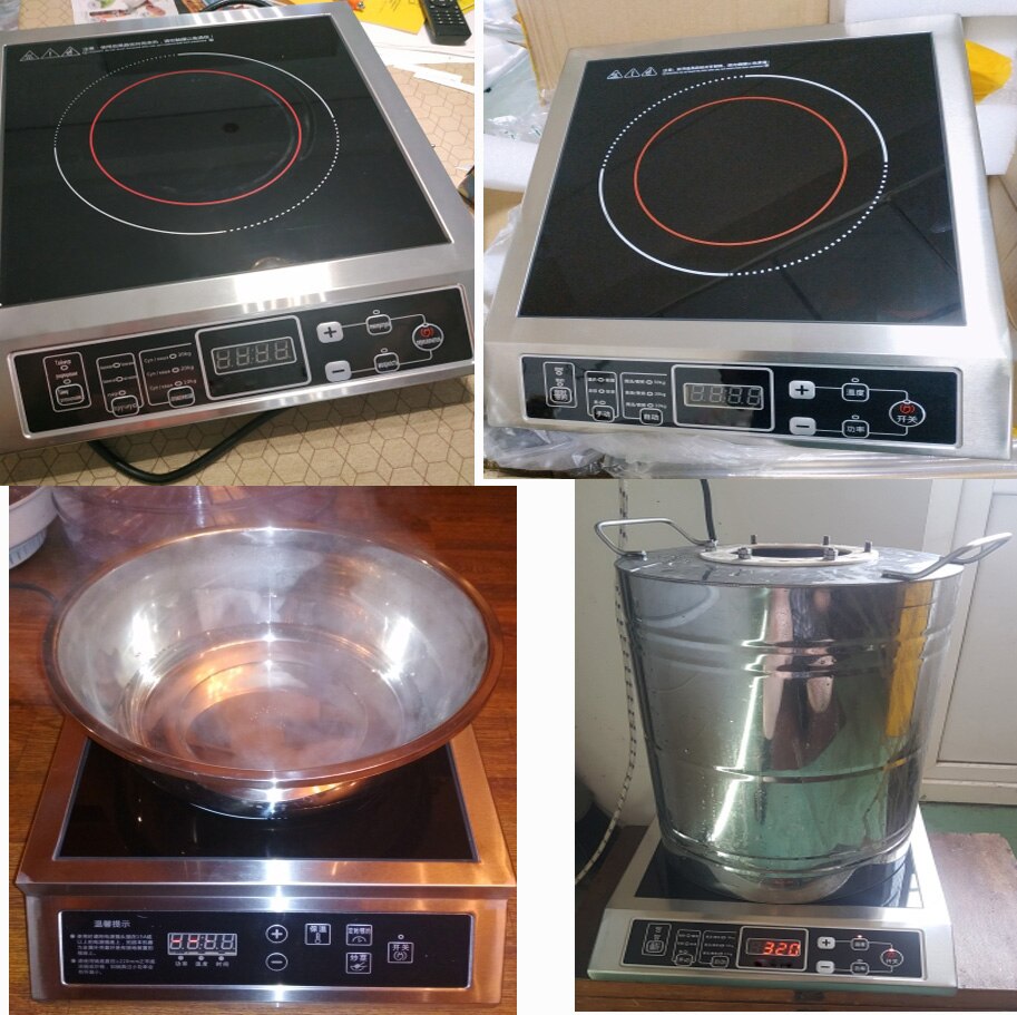 3500 W Stainless Steel Induction Cooker Black Crystal Panel Scheduled Appointment Waterproof Intelligent Temperature Regulation