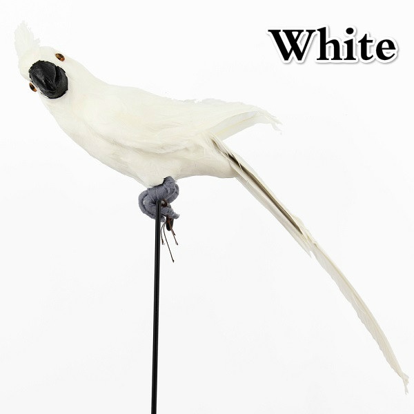 Figurine de perroquet en mousse faite à la main, simulation d'ara, ornement de pelouse, faux animal, oiseau, accessoire de jardin, décoration, 45cm: WHITE
