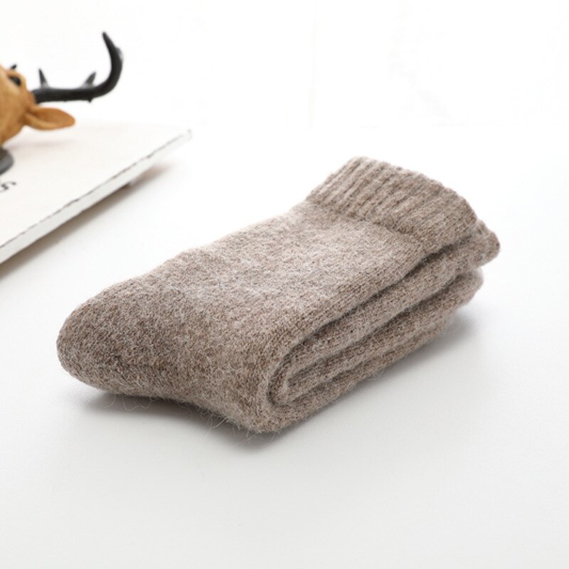 Super Thicker Solid Socks Merino Wool Rabbit Socks Snow Winter Warm Funny Happy Male Men Socks calceta hombre skarpety meskie: E