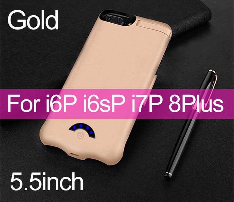 10000mAh Battery Case For iPhone 6 6S 7 8 External Battery Charger Case For iPhone 6P 6SP 7P 8 Plus Power Bank Charging Case: 5.5 Gold