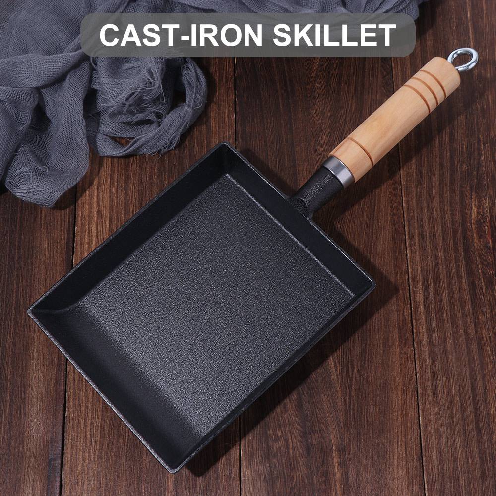 Sartén cuadrada antiadherente para huevos, fabricante de tortillas para el hogar de estilo japonés, mango de madera ligero, olla frita, utensilio de cocina