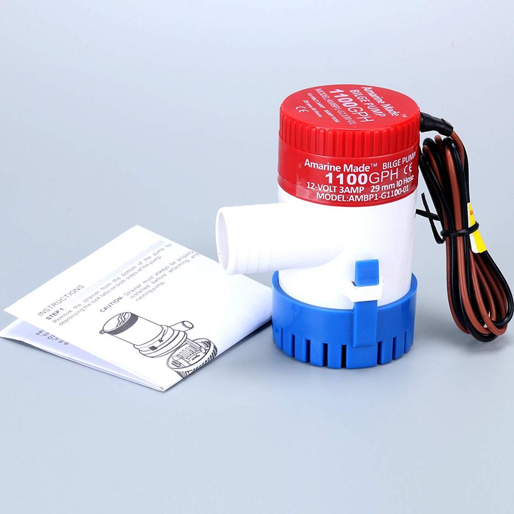 12v 1100 gph marine boot niet-automatische dompelbare lenspomp 3/4 "slang