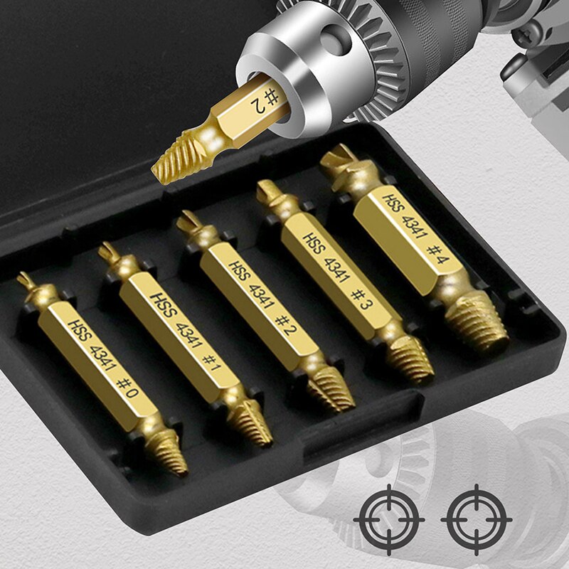 HHS Double Ended Screw Extractor Damaged Screw Extractor Drill Bit Extractor Drill Set Broken Speed Out Bolt Extractor Bolt Stud