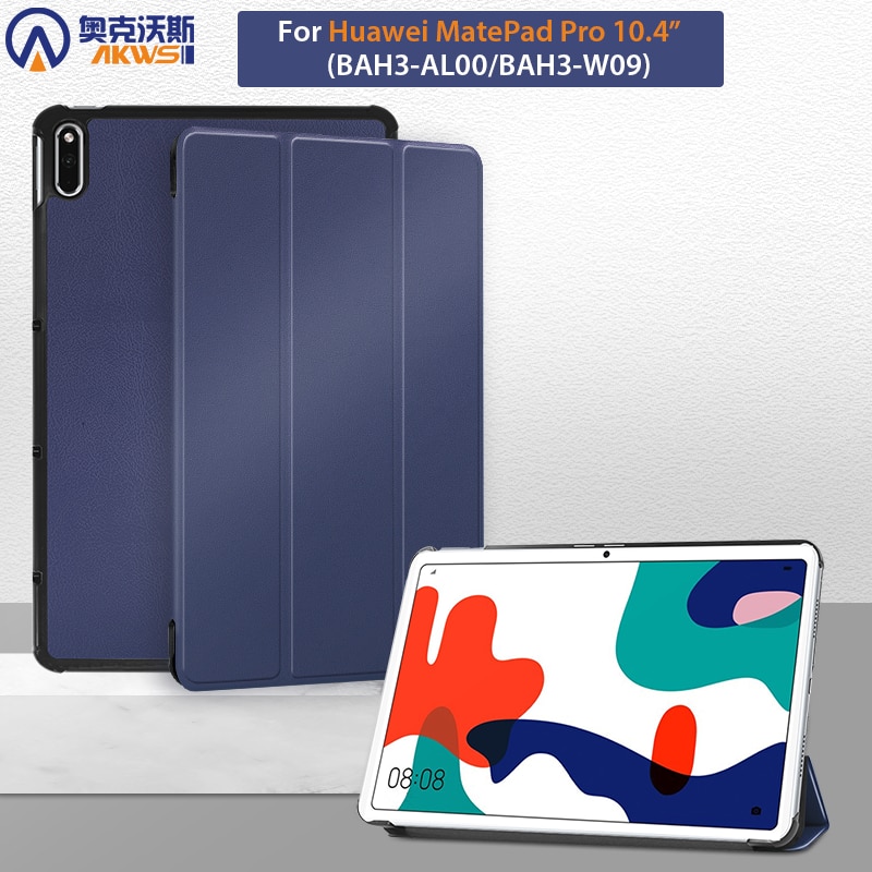 Étui pour tablette huawei matepad 10.4 , housse 3-w09 protection fine et pliable en 10.4 parties avec fonction veille automatique