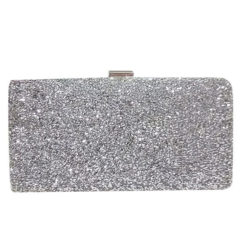 Femme sac de soirée diamant strass pochette cristal jour pochette portefeuille de mariage sac à main fête Banquet, argent