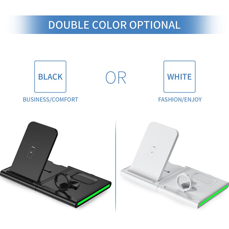 4in1 15W Wireless Charger Splicing Stand Holder for Apple Watch 5 4 3 iPhone 11 Xs Max Airpods Pro/2 Fast Charging for Samsung