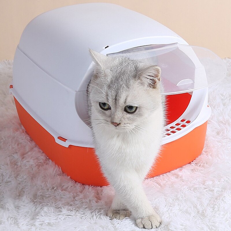 Fully Enclosed Cat Litter Box Toilet Pets Folding Training Tray For Small Animal Removable Washable Multifunctional