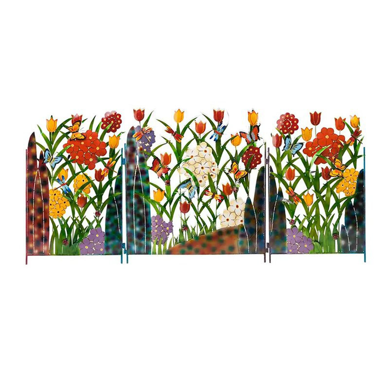 40 # Tuin Vlinder Bloem Screen Kleurrijke Metalen 3-Panel Schermen Tuin Decoratie Outdoor Verdelers Yard Garden Decor Separator