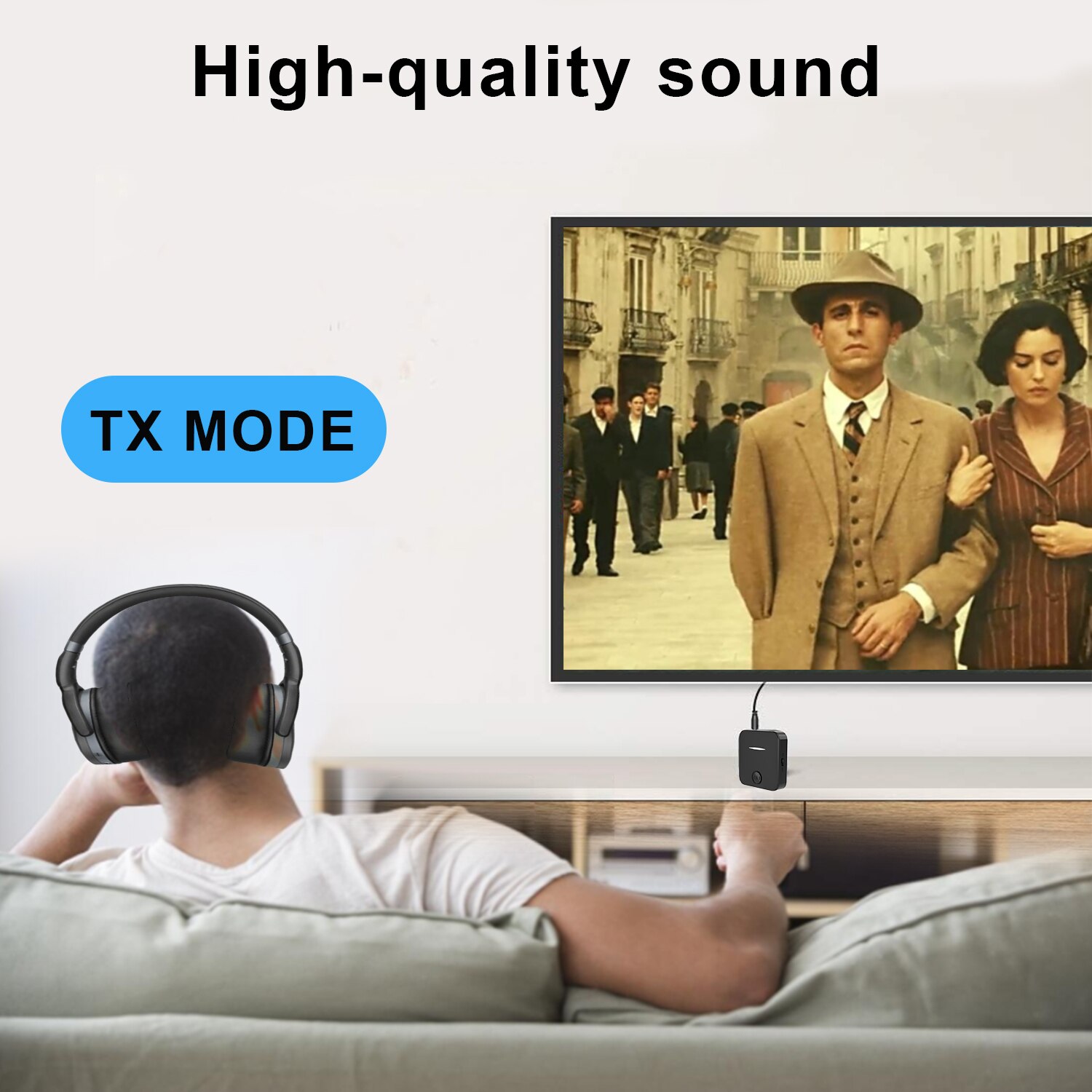 Bluetooth 5.0 Audio Receiver Transmitter Wireless Stereo Microphone Aptx HD Adapter 3.5mm AUX RCA Jack for PC TV Headphones