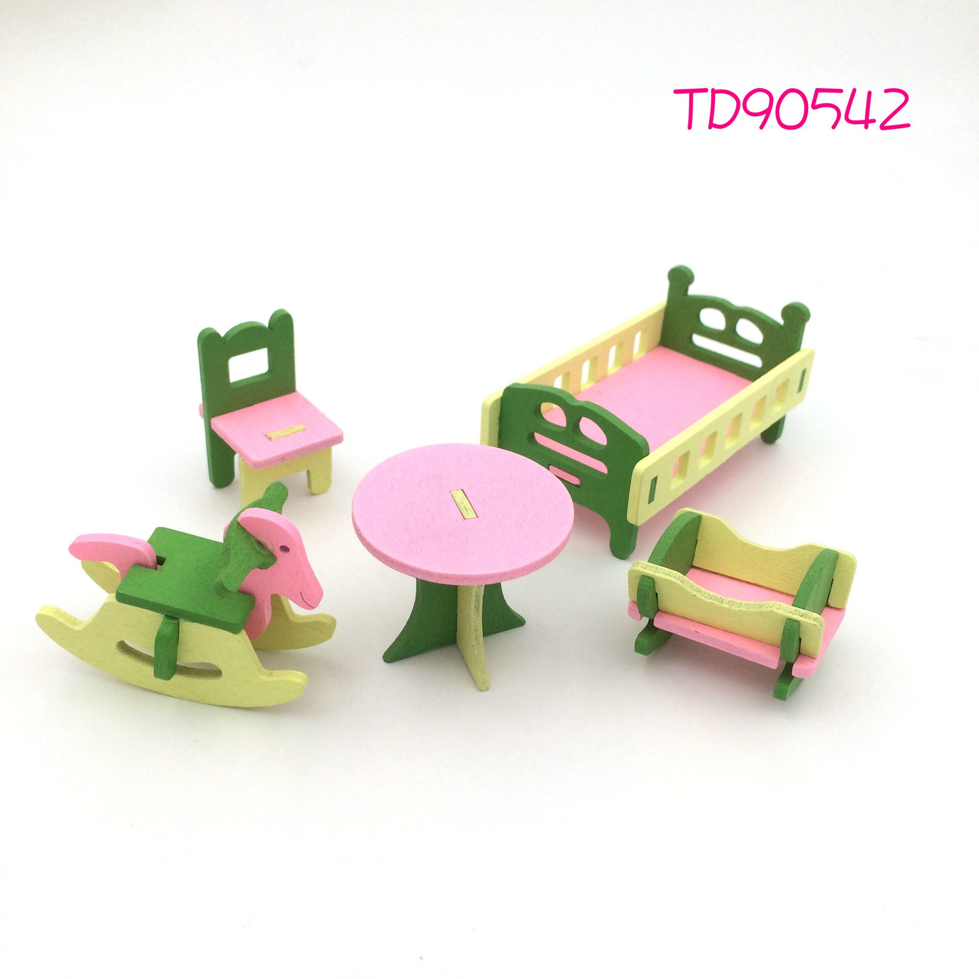 Wooden Simulation Miniature Furniture Bathroom Restaurant House Decoration Play Toys Wood Dollhouse Furniture Toys set For Kids: TD90542