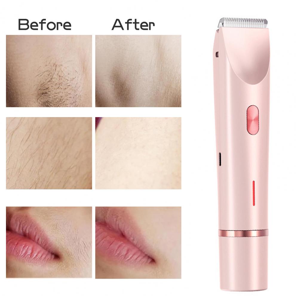 Kvinders dobbelthovedet elektrisk barbermaskine usb genopladelig bærbar ansigt krop bikiniområde arm ben hårfjerning barbermaskine epilator trimmer