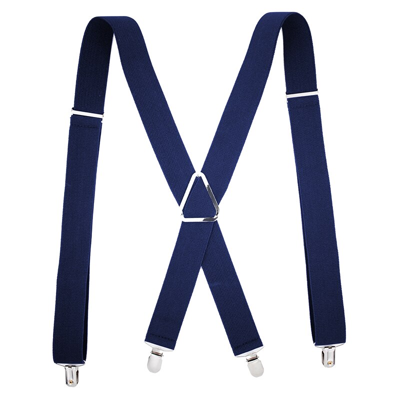 Mens Suspenders 3.5cm Wide X-Shape Heavy Duty Big Tall Adjustable Elastic Trouser Braces Wedding Party Event Husband Father: Navy Blue