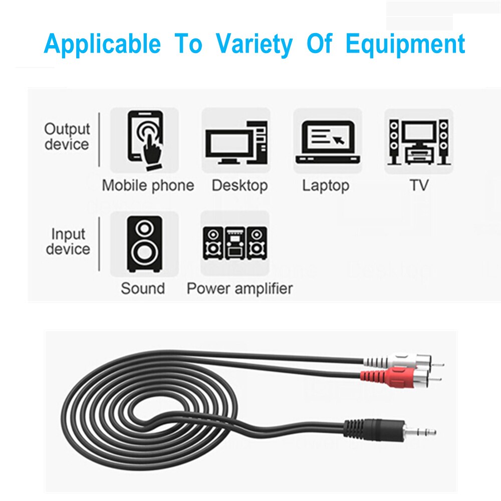 for Speakers DVD TV Double Dual 2 RCA Male Auxiliary Cable 1m/3.3ft Length 2 RCA to 3.5 Jack Audio Cable 3.5mm 2RCA AUX Cables