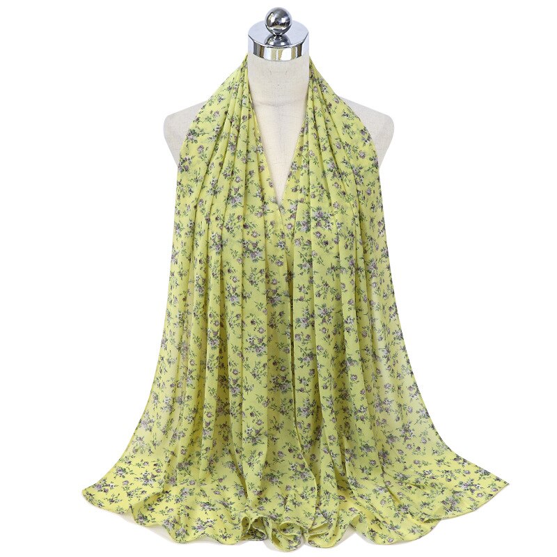 Hijab de gasa con estampado musulmán para mujer, pañuelo árabe para la cabeza, flor, islámico, chales y envolturas, turbantes,: 6