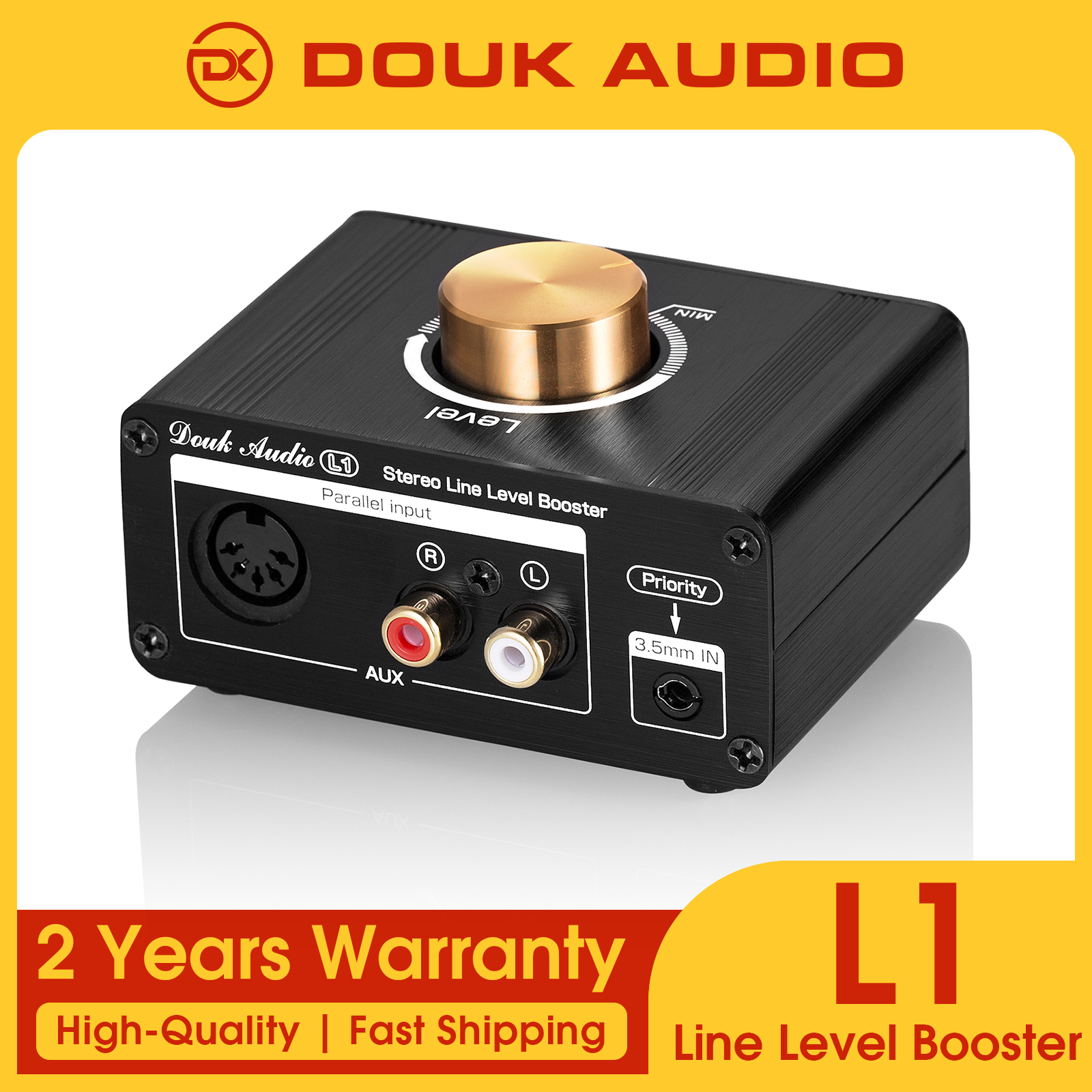 Douk Audio Mini High-gain Stereo Line Level Booster Amplifier Audio Signal Amp HiFi Home Desktop Preamp for MP3/iPod/iPad/iPhone