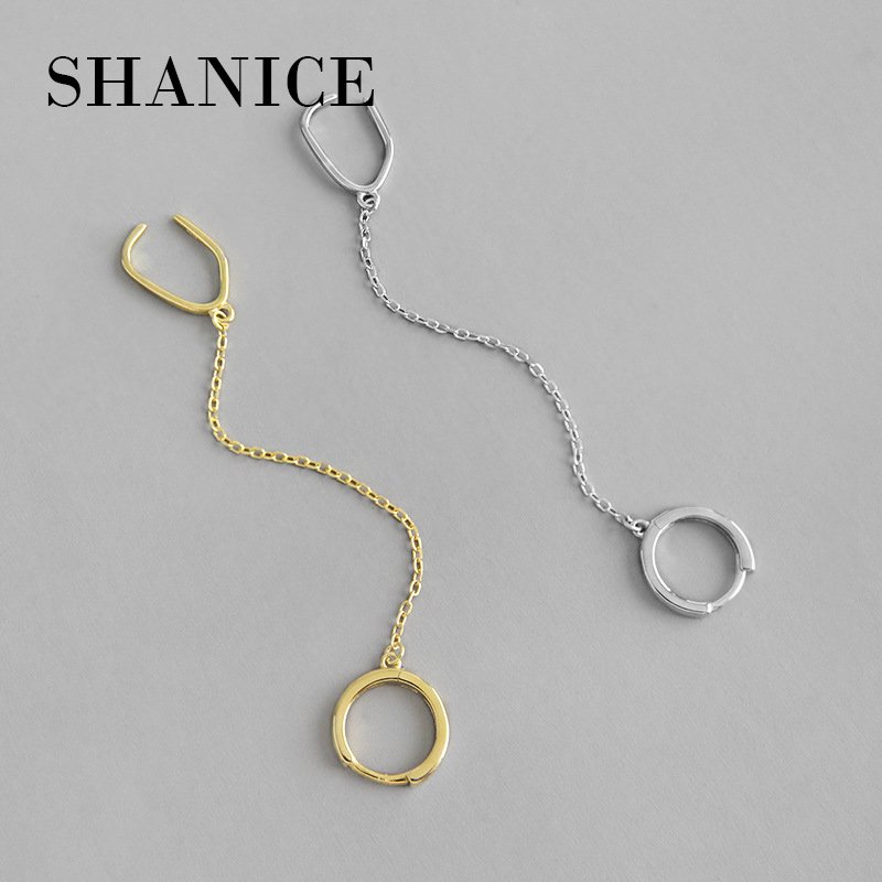 SHANICE 925 argent Sterling pas percé oreille pince manchette boucles d'oreilles INS géométrique carré cercle chaîne gland Non piercing pince