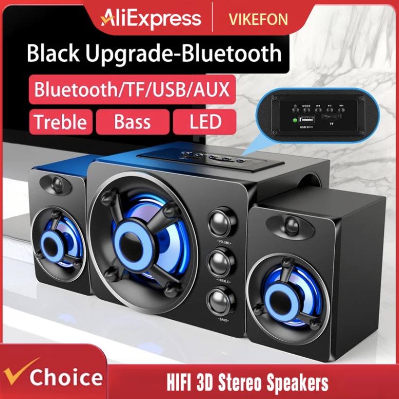 Hifi 3d stereohøjttalere farverig led kraftigt lys aux usb kablet trådløs bluetooth lyd hjemmebiograf surround sound bar tv