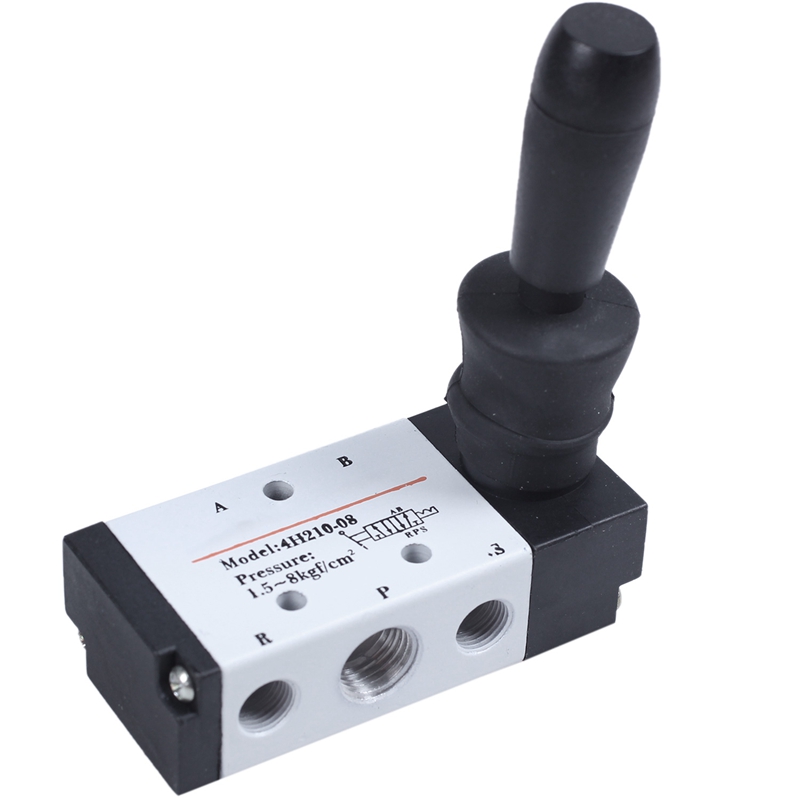 Pneumatic Air Inlet 2 Position 5 Way Manual Hand Pull Valve Gray+Black