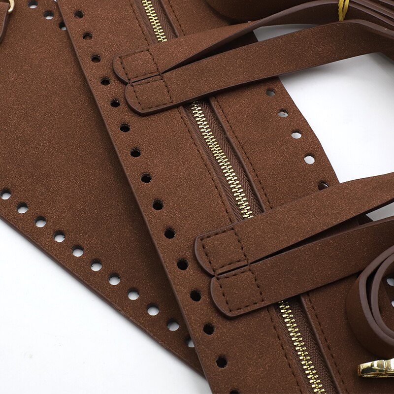 Leather Bag Set For Diy Backpack Handmade Handbag Accessories Bag Bottom Shoulder Strap Gold Zipper Women Shoulder Bag