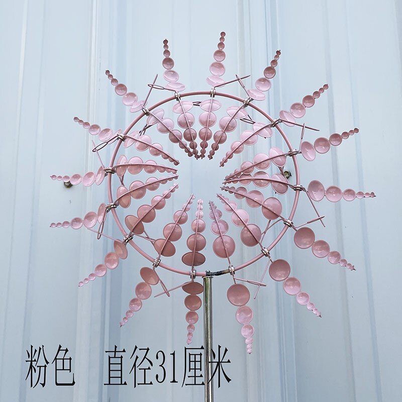 Metal Windmill Wind Chime Outdoor Metal Windmill Nine Bone Windmill Home Yard Patio Lawn Garden Decoration Supplies: J