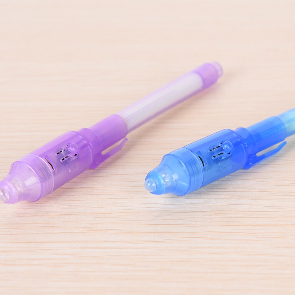 Bolígrafo de tinta Invisible para dibujo de escuela y oficina, conjunto de luz negra púrpura mágica UV 2 en 1, papelería creativa