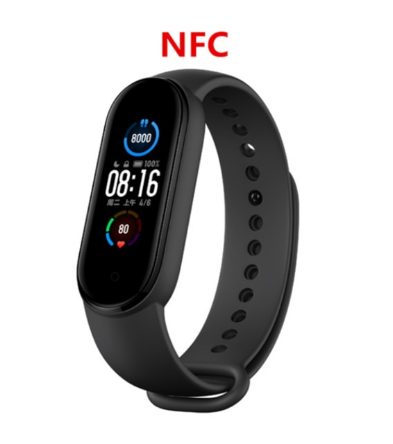 Xiaomi Mi Band 5 NFC Version Smart Bracelet AMOLED Screen Miband 5 Smartband Fitness Traker Bluetooth Heart Rate Smart Band: black NFC