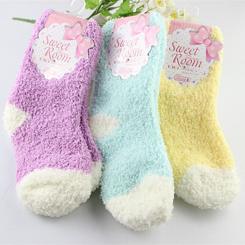 Winter Coral Velvet Warm Children Socks Candy Color Socks For Girls Boys Socks 0-3 Year Baby Socks 5 pairs / lot