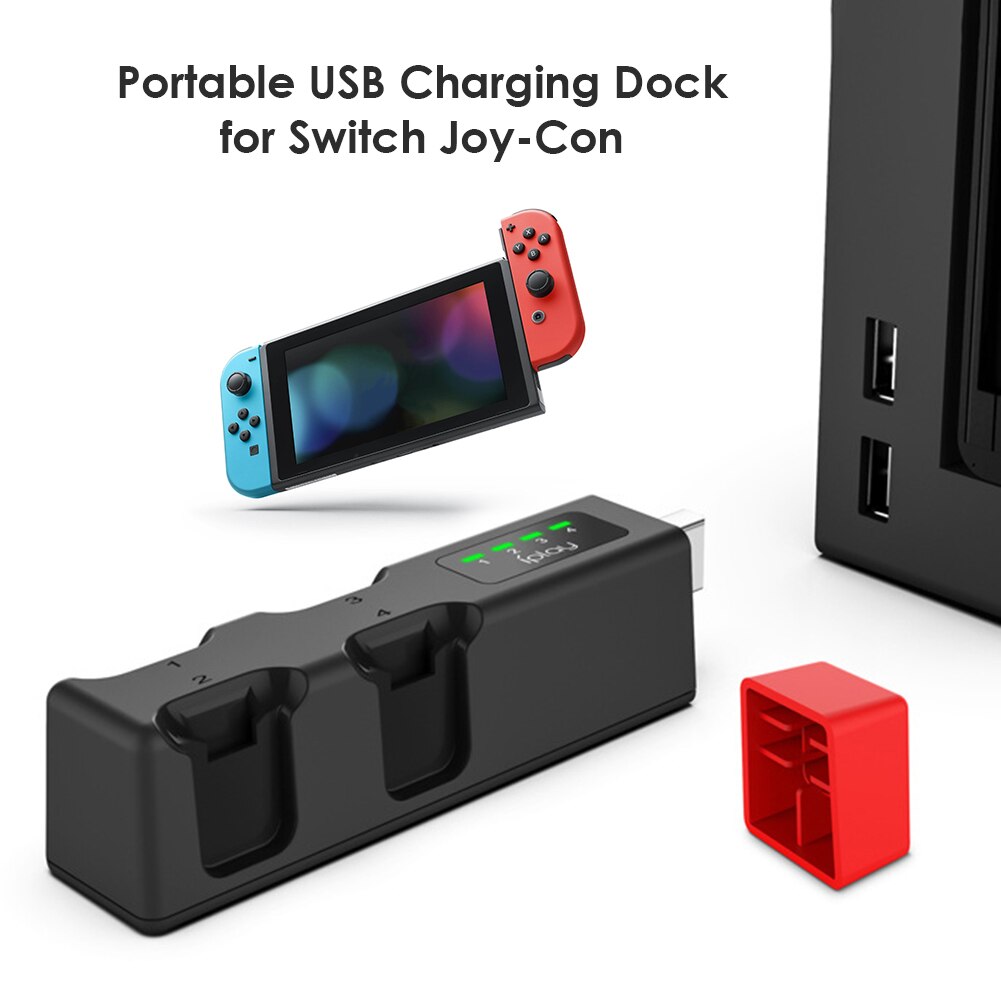 4 Port Controller Charging Dock USB Charging Gamepad Console Charger Station Cradle for Nintend Switch with Indicator