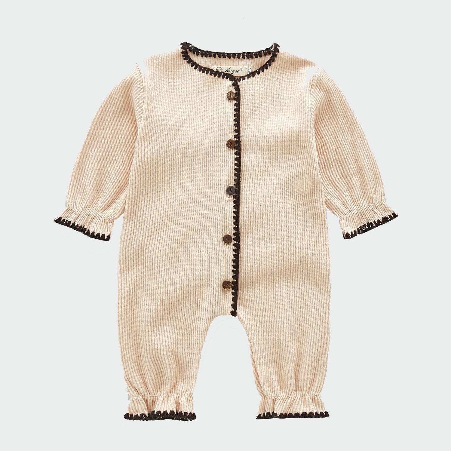 3463 lente- en herfst baby rompertjes kinderen mooie en mooie brei eendelige hardcover voor jongens en meisjes: Beige / 66cm(3-6m)