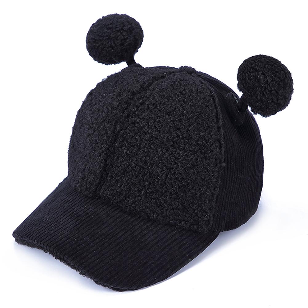 JOCESTYLE Baby Solid Color Baseball Caps Children Autumn Winter Fleece Snapback Hats: Black hat