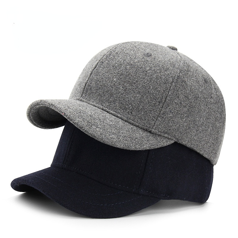 Herfst En Winter Verstelbare Korte Rand Wol Baseball Cap Mannen Dikke Hoed Outdoor Leisure Warm Cap