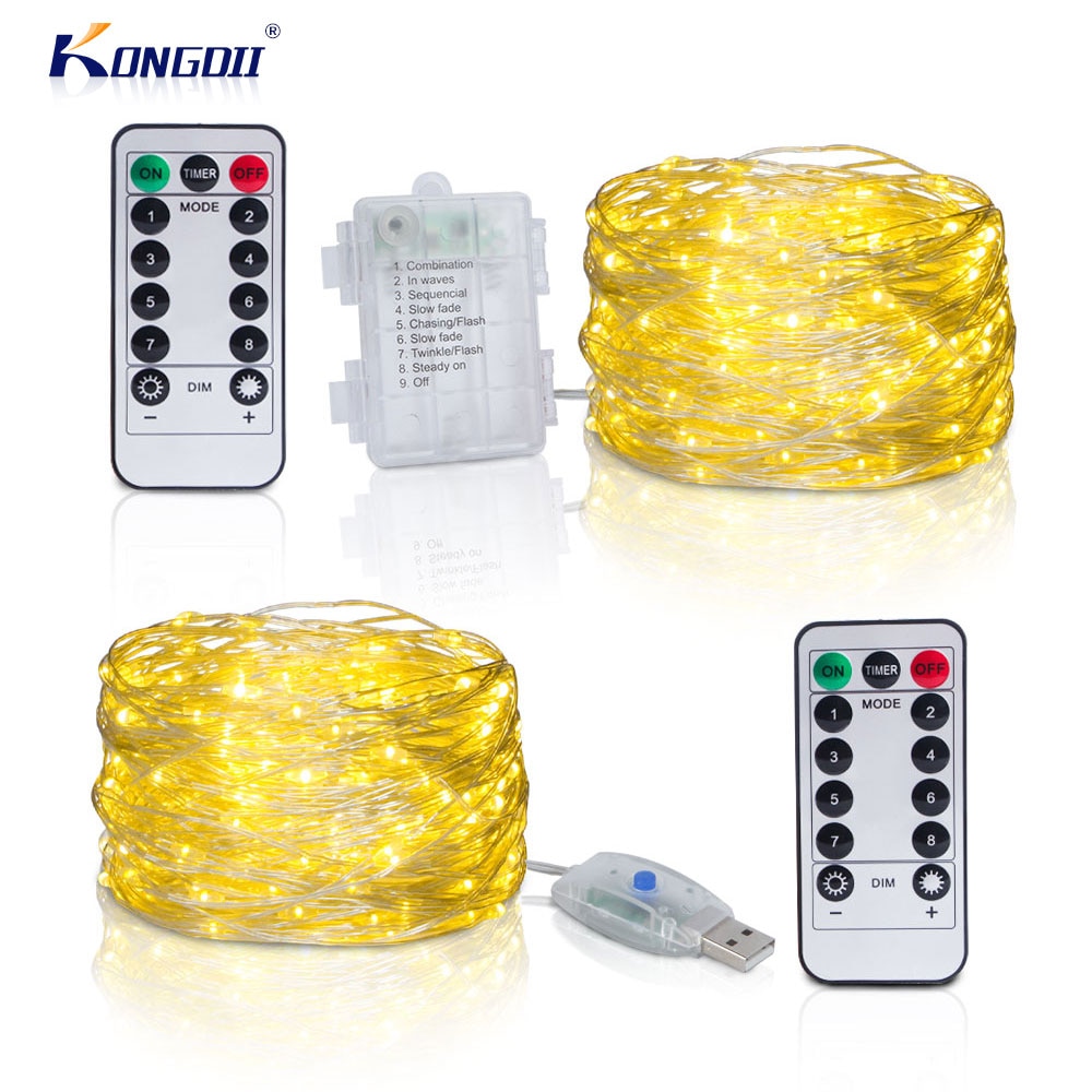 Led Lichtslinger Verjaardag Fairy Light USB/Batterij Box Afstandsbediening Garland Koperdraad LED Lamp voor Bruiloft Decoratie 10M 20M
