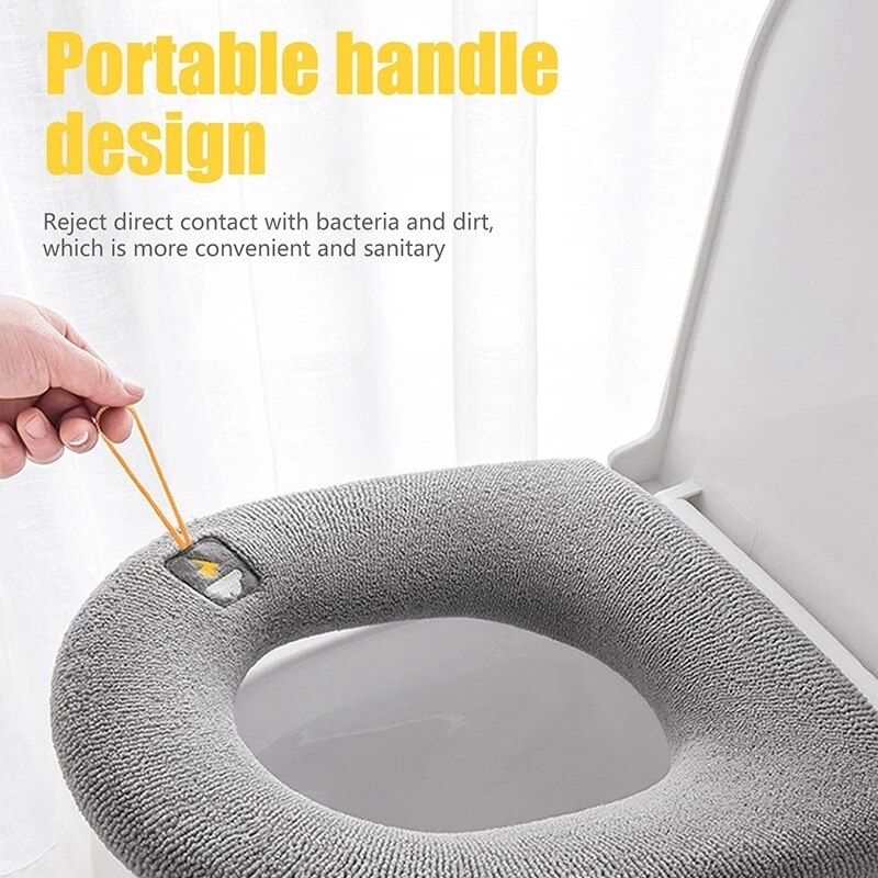 Universal- Wc Sitz Abdeckung warm Gestrickte Wc Sitz Pad Weiche Reine Farbe schließt matt Winter Schlecht Zubehör Bidet Abdeckung